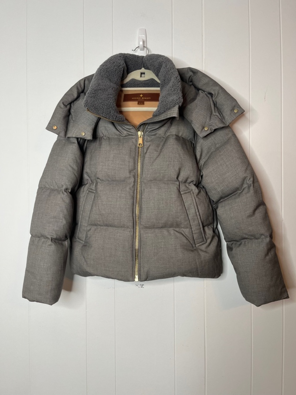 Nicole Benisti Rylee Down Puffer Jacket with Faux-Shearling collar and hood M
